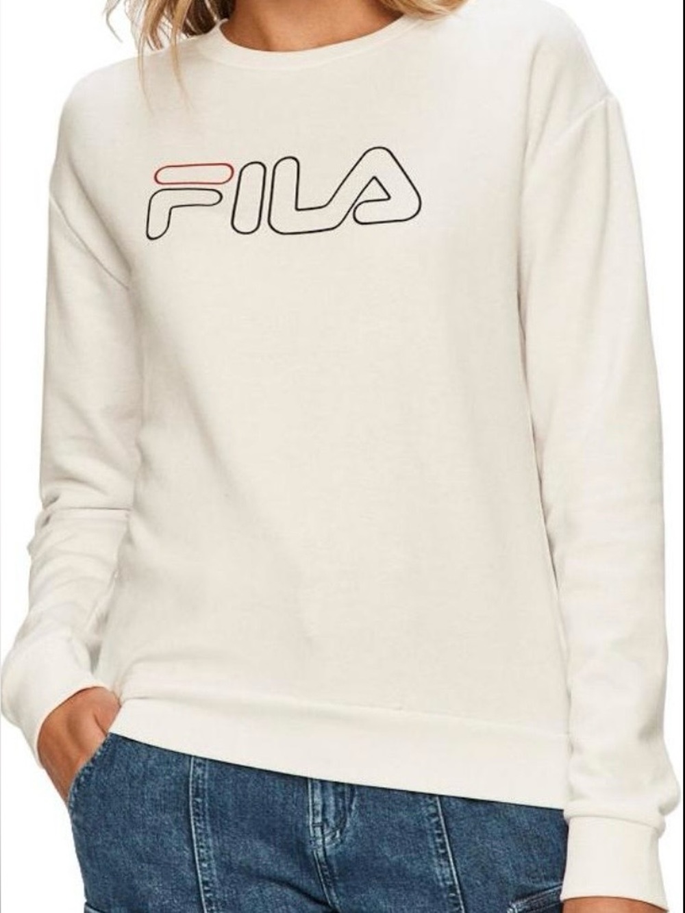 FILA Cream Crewneck Sweatshirt with Navy Logo